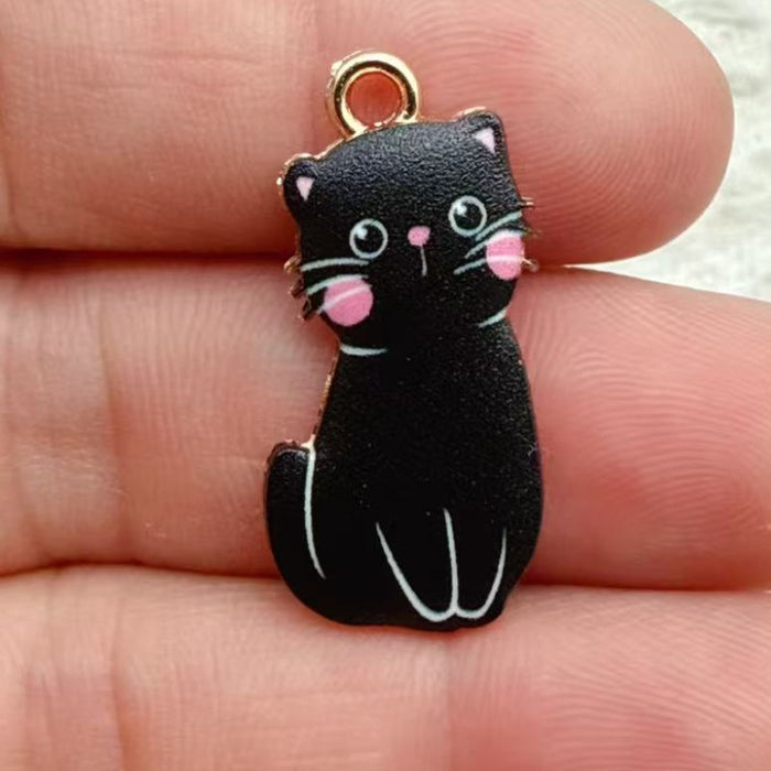 Wholesale 10pcs Cat pendant DIY handmade jewelry accessories,  alloy keychain charms,  necklace and earring accessories Pendant