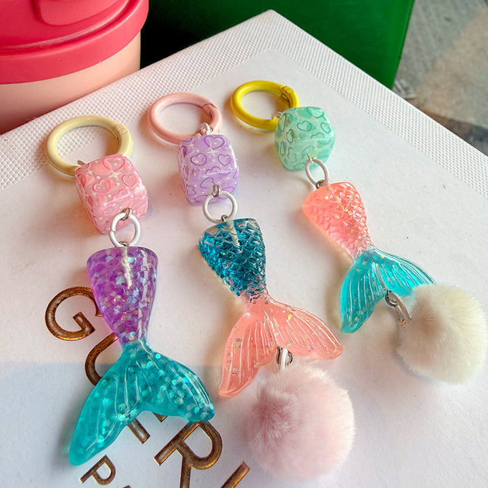 Wholesale Cute cartoon fishtail pendant Keychains