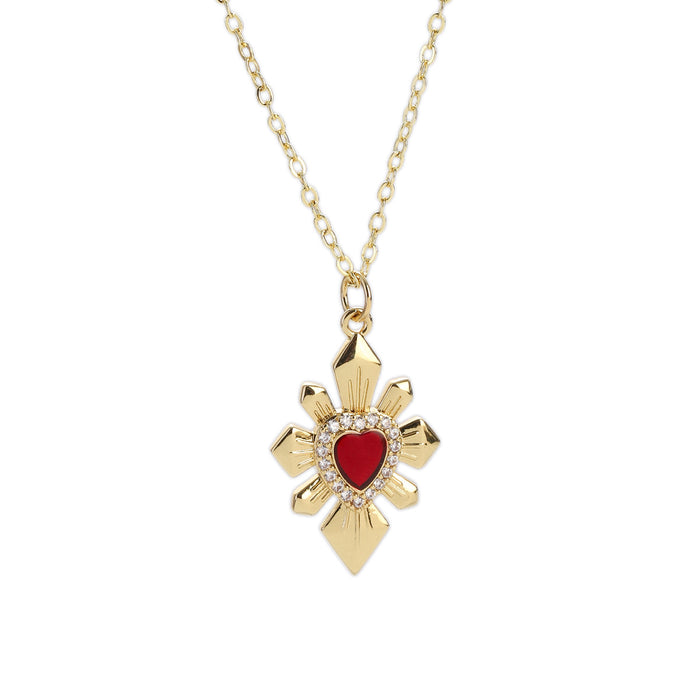 Wholesale Red Heart Simple Heart Pendant Necklace JDC-PT-YJ020