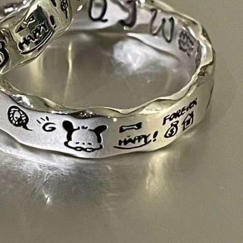 Wholesale Minimalist graffiti wave edge ring, niche design, versatile, exquisite and fashionable couple's ring