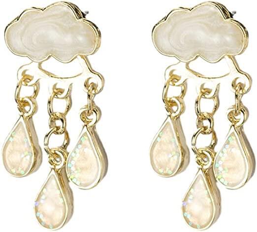 Wholesale cloud raindrop earrings silver needle cute tassel high-grade drop oil women's ear pin