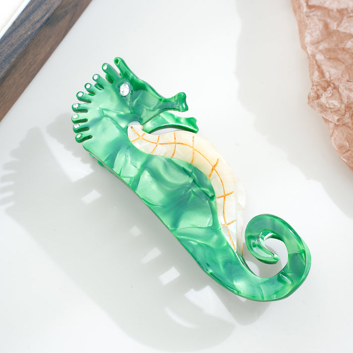 Wholesale Ocean Series Seahorse Gold Acetate Hair Claw Clip,  Trendy Hair Accessory