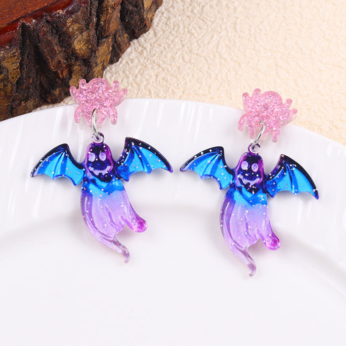 Wholesale  shiny earrings contrast color cartoon ghost acrylic earrings creative personality earrings ear jewelry
