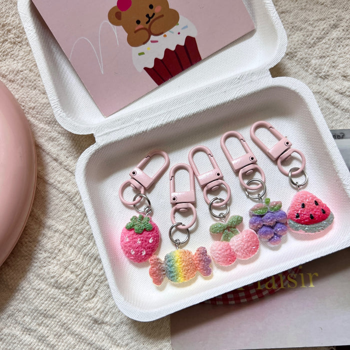Wholesale Plastic Resin Rainbow Fruit Keychain Decorative Accessory MOQ≥2