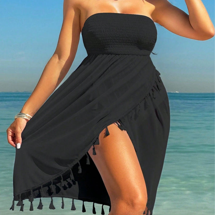 Wholesale New beach sun protection cover, backless strapless solid color swimsuit
