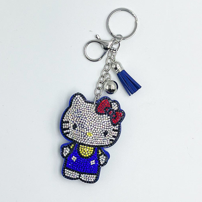 Wholesale Cute Tassel Cat Rhinestone Keychain