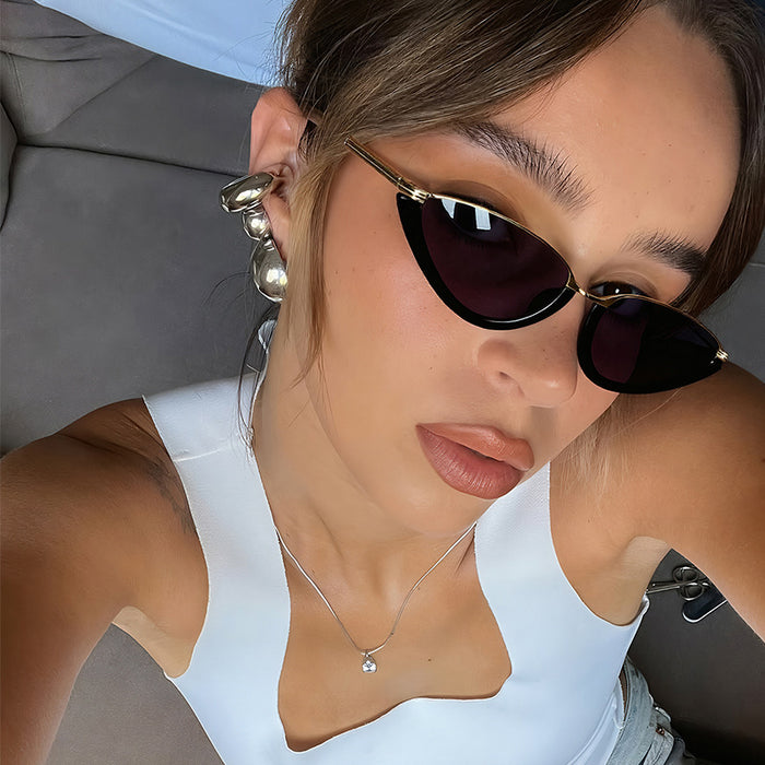 Wholesale Retro Cat Eye Semi-Rim Sunglasses