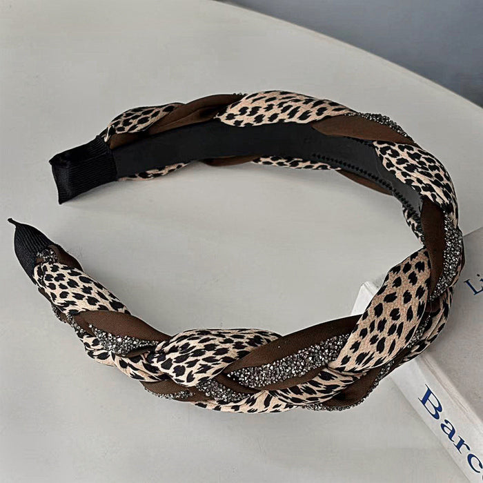 Wholesale Leopard Satin Twist Hair Band Wide-brimmed Hair Pin High-end