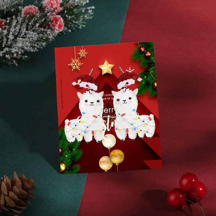 Wholesale Acrylic Christmas Tree Hat Stocking Elk Earrings