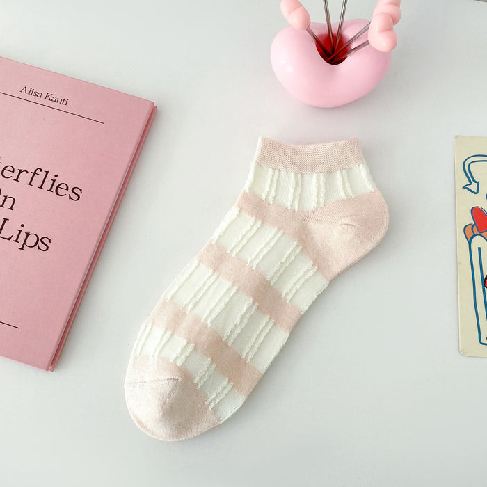 Wholesale Socks, boat socks, lace, heart-shaped socks, sweat absorbing and breathable striped cotton socks