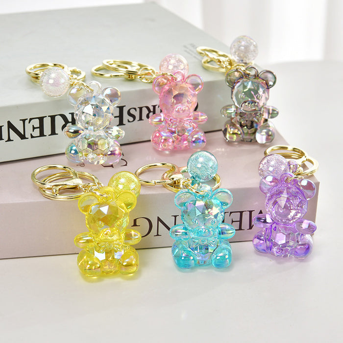 Wholesale Candy Transparent Colorful Little Bear Keychain