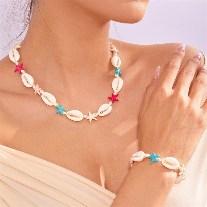 Wholesale Shell Pendant Necklace and Earrings Set Marine Life Design Beach Vacation