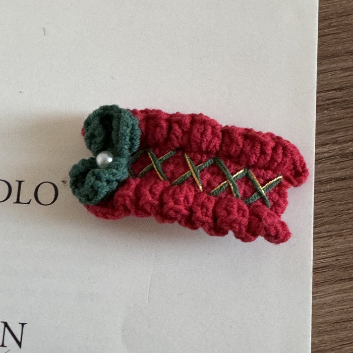 Wholesale Handmade Christmas Tree Dot Wool Hair Clips For Kids Holiday Everyday Styling Hair Accessory