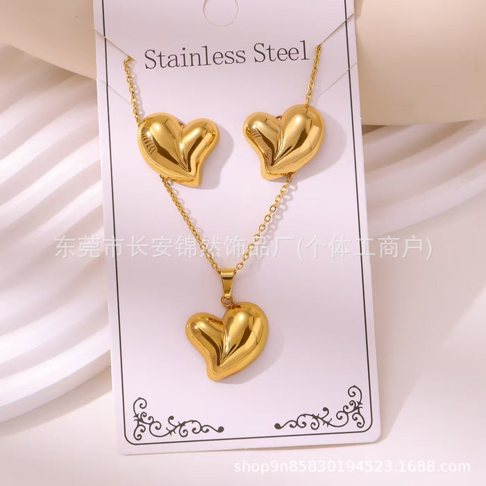 Wholesale Stainless steel gold-plated earring and necklace set