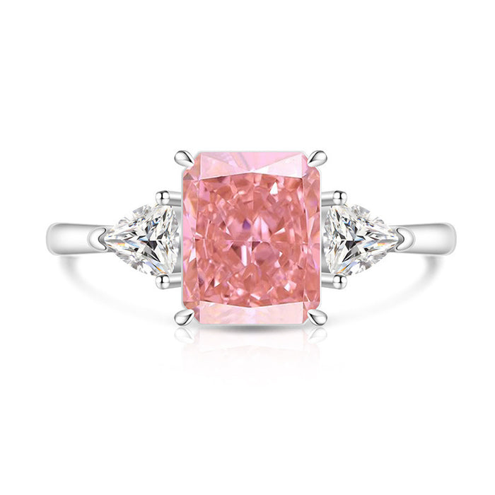 Wholesale Ice Flower Cut Square Ring Copper Real Gold Plating High Carbon Diamond Look Jewelry Accessory for Resale