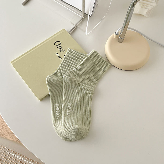 Wholesale Medium length socks with thick thread, versatile for wearing outside, cotton socks