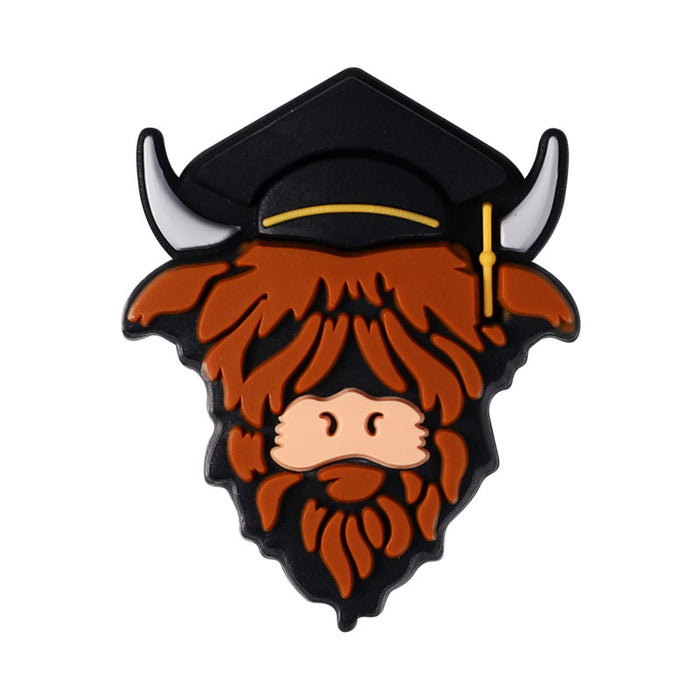 Wholesale 20pcs cartoon highland cow silicone beads children' s food grade animal tooth glue mixed nurse silicone beads