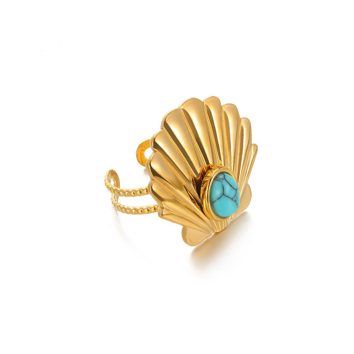 Wholesale Retro Inlaid PeacocK Turquoise Stainless Steel Ring