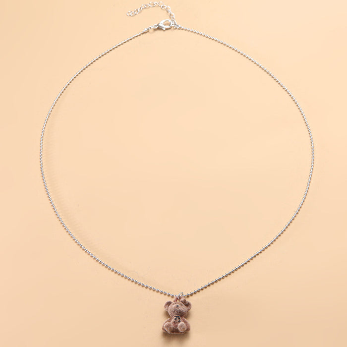 Wholesale Bear Necklace Women's Trendy Clavicle Chain Simple Teddy Bear Woolen Chain