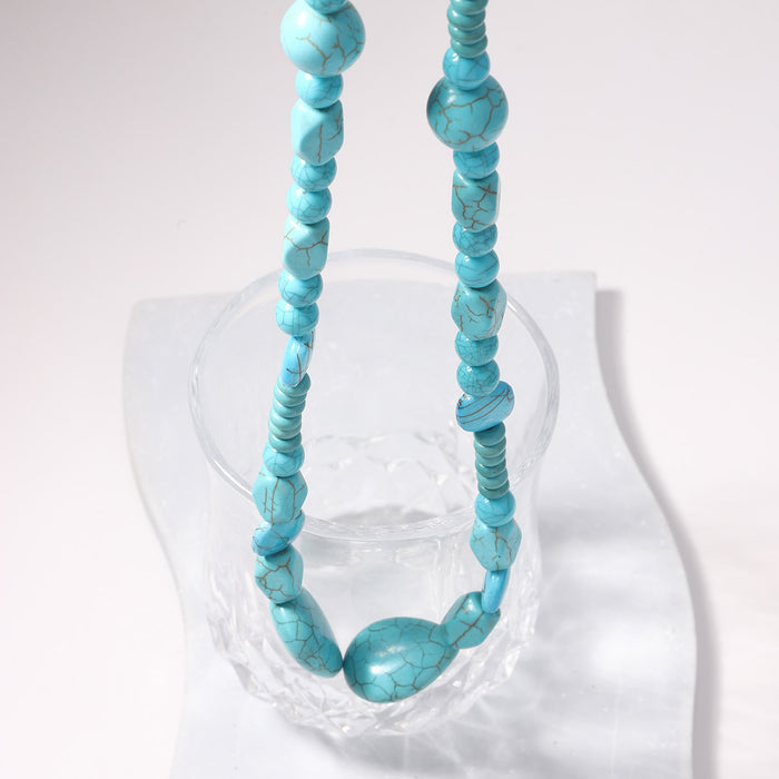 Wholesale Green Irregular Geometric Turquoise Water Drops Simple Necklace