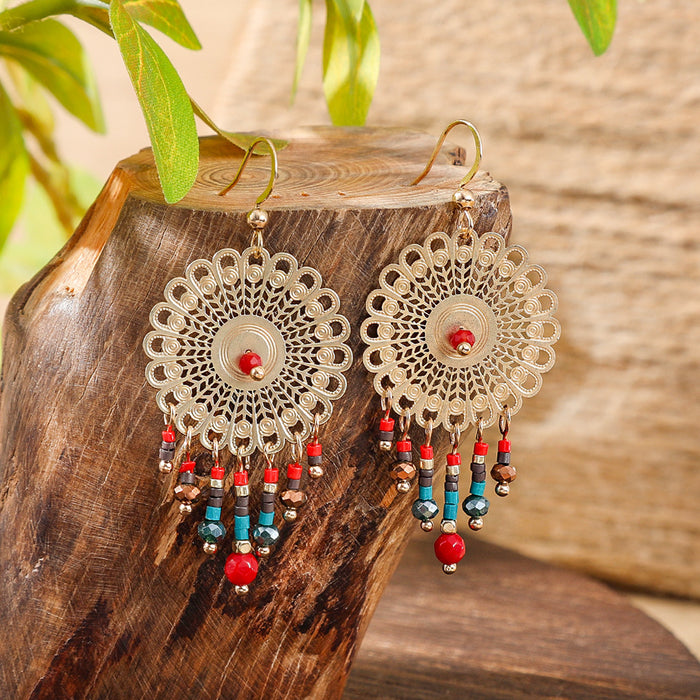Wholesale Bohemian Tassel Geometric Drop Earrings Electroplated Zinc Alloy Jewelry Accessory MOQ≥2