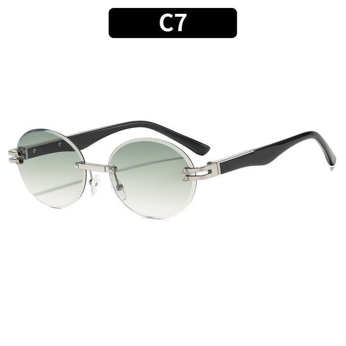 Wholesale Rimless Gold Frame Round Sunglasses UV400 Trendy Street Style for Women