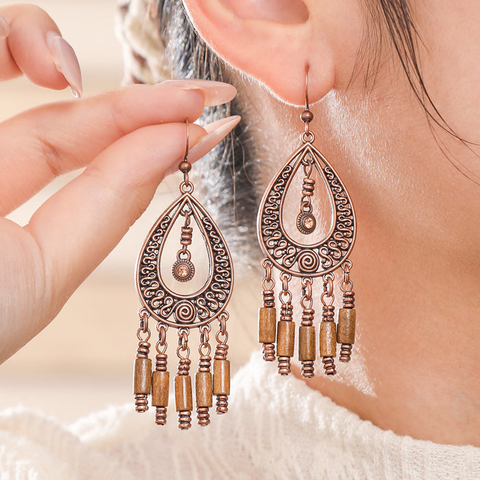 Wholesale Bohemian Retro Tassel Earrings Ethnic Style Zinc Alloy Gift MOQ≥2