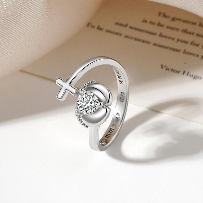 Wholesale Trendy Cross Footprint Ring - White Gold Copper Open Adjustable Ring