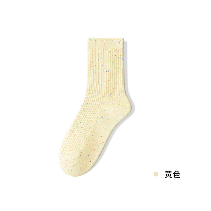 Wholesale Stacked socks made of pure cotton, thin socks with dotted yarn, long tube socks that are versatile and boneless, mid tube socks