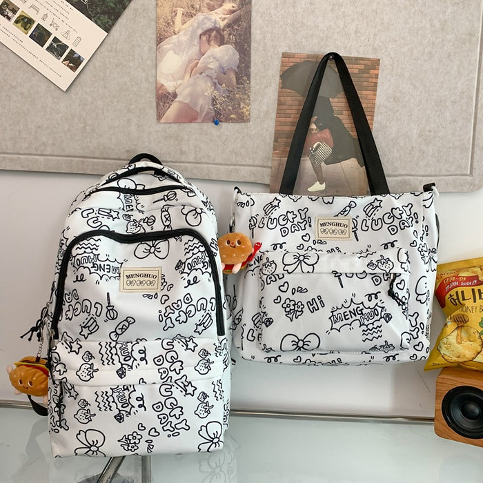 Wholesale Graffiti printed bear student schoolbag