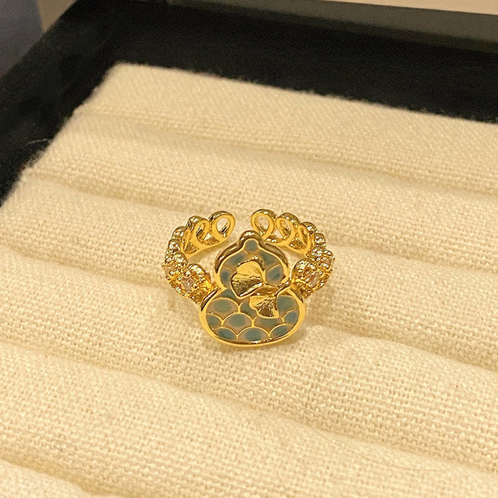 Wholesale Light Luxury Versatile Exquisite Drip Oil Ring Open Ring