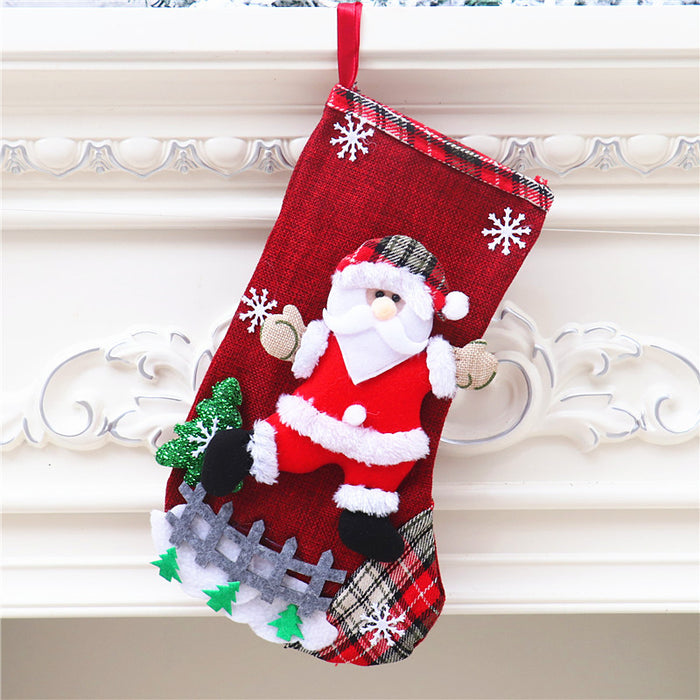 Wholesale Christmas Stocking Gift Bag Linen Old People Snowman Large Children Candy Bag Gift Bag Christmas Tree Hanging Ornaments
