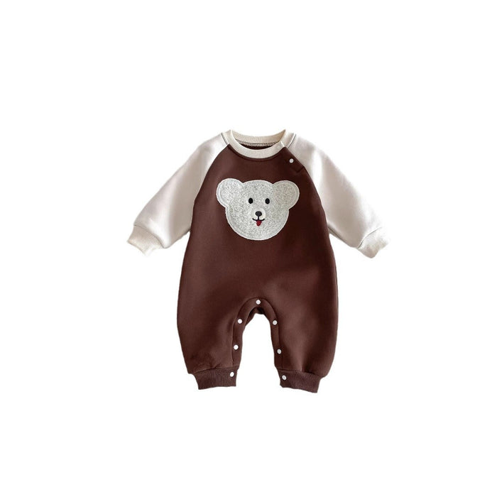 Wholesale Plush Bodysuit Cute Colorblock Warm Climbing Clothes Baby Clothes JDC-BC-WeiNiS028