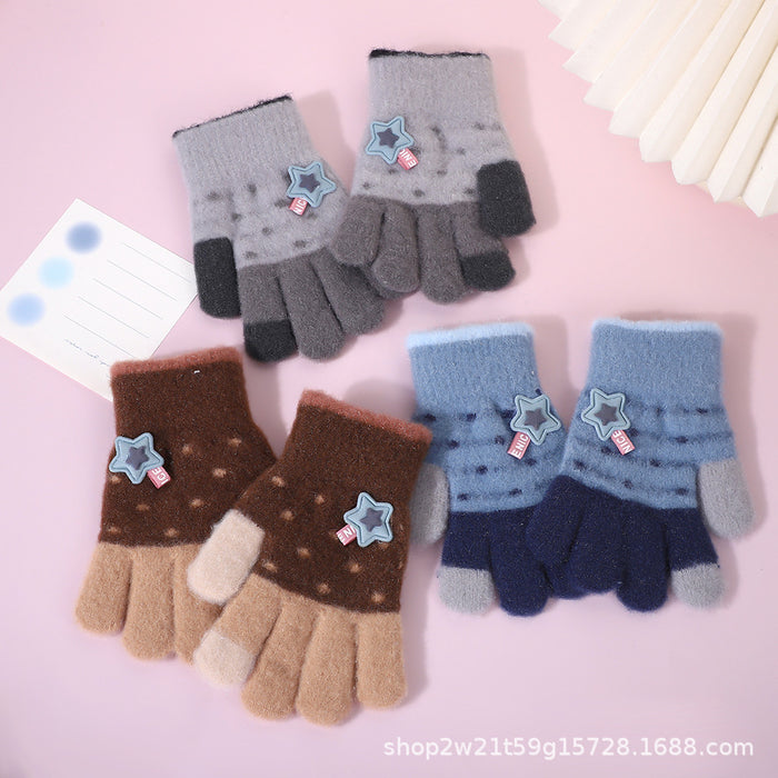 Wholesale Cute Star-Shaped Cold-Weather Knitted Gloves