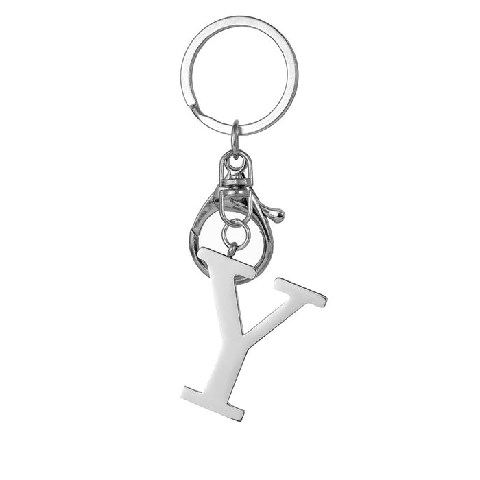 Wholesale Stainless Steel  Letter Key Chain Titanium Steel Keychain Initial Letter Modern Simple Backpack Pendant