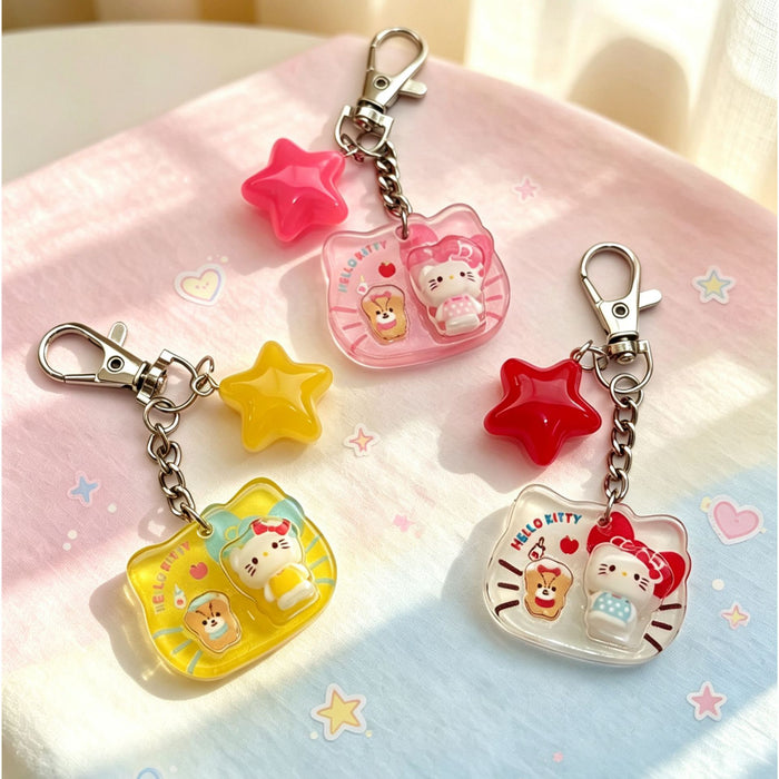 Wholesale Cute Cat Star Keychain Acrylic 3D Cartoon Pendant Bag Charm Gift