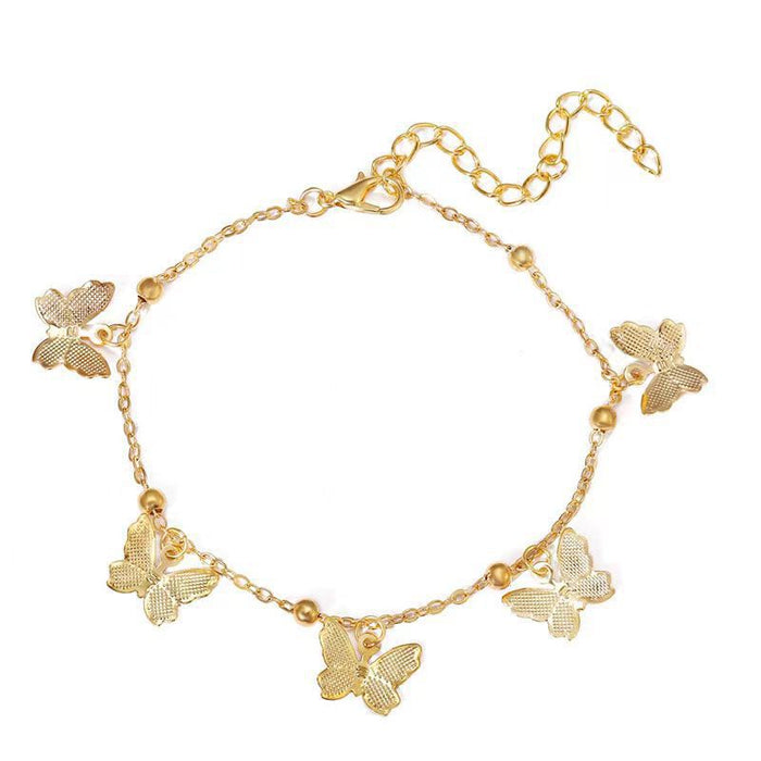 Wholesale Butterfly pendant bracelet, simple temperament, beach ankle chain, foot accessories, hollowed out butterfly bracelet