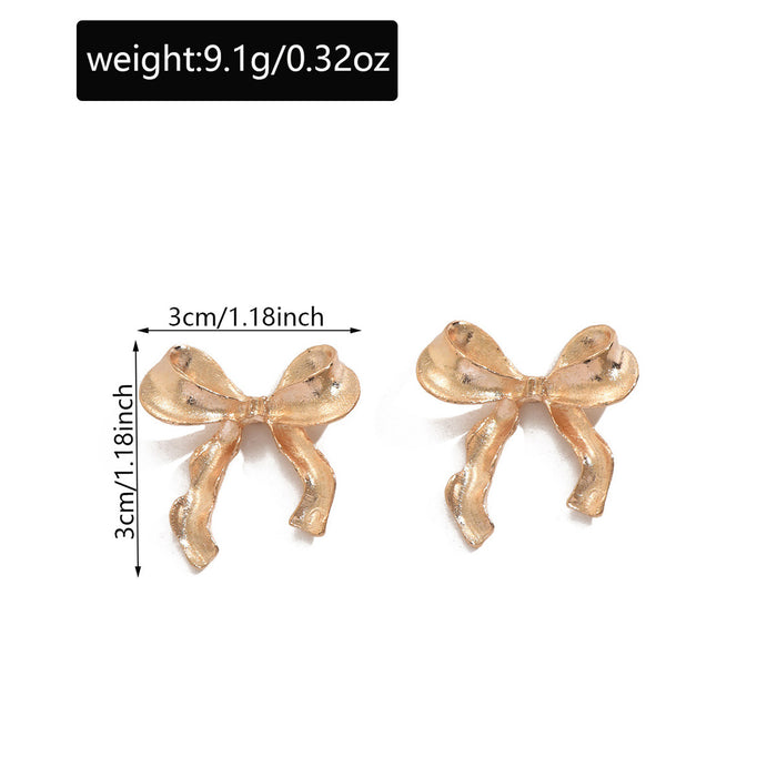 Wholesale Bow metal earrings for daily commuting, versatile earrings, simple and fashionable, smooth and elegant earrings