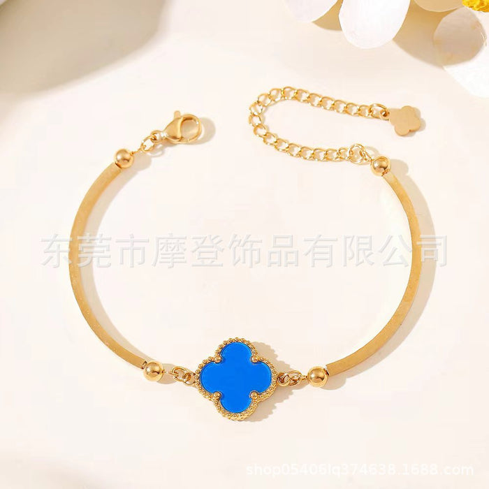 Wholesale titanium steel four-leaf clover bracelet JDC-BT-Modeng001