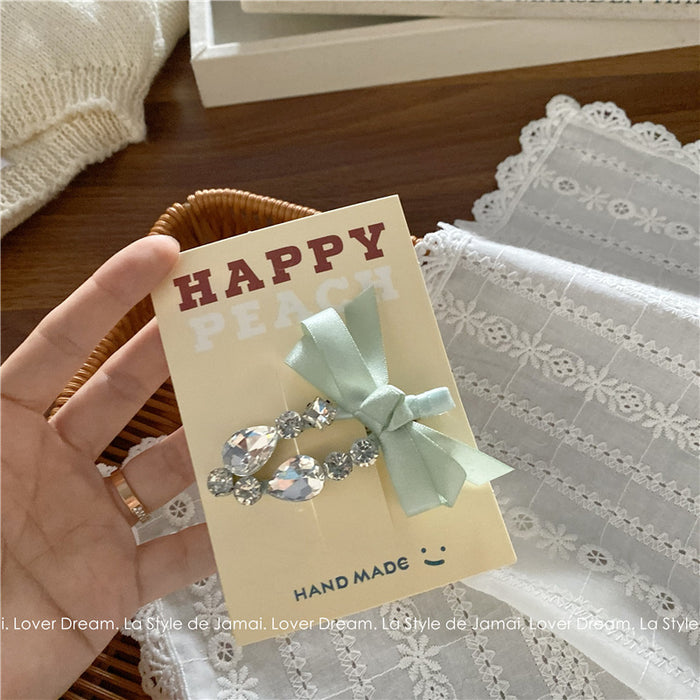 Wholesale Transparent Love Rhinestone Bow Duckbill Clip Hair Clip Sweet Super Fairy Bangs Clip Side Clip Hair Accessories for Women