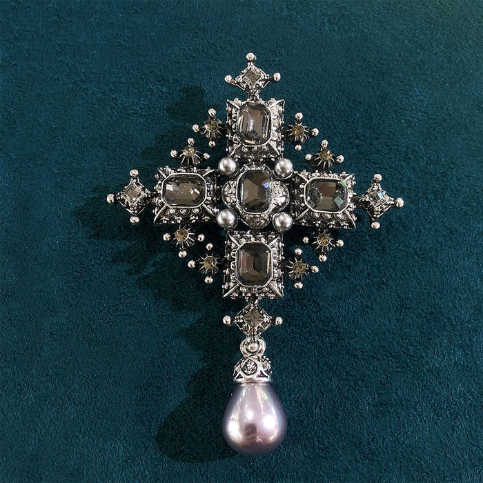 Wholesale Baroque Style Rhinestone Brooches Pearl Feminine Coat Pin Accessories