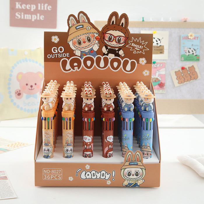 Wholesale 36pcs Halloween Soft Rubber Grip 10-Color Ballpoint Pen Set Cartoon Design