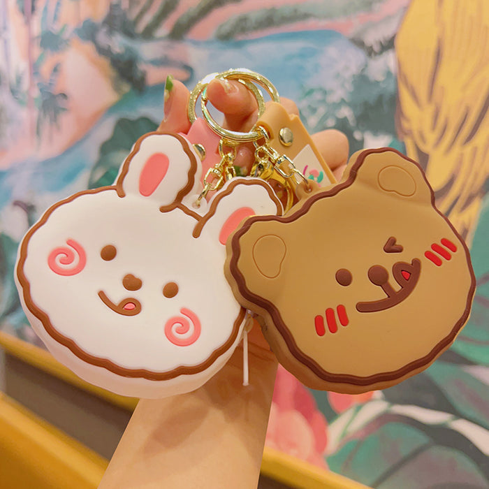 Wholesale  Cartoon  Cute Coin Purse Key Chain Silicone  Children Card Bag Wallet Keychain  Pendant