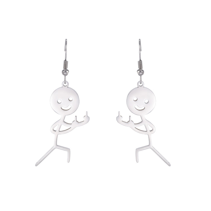Wholesale Personalized, Cute, Versatile, Simple Drawing, Hollow Pendant, Stainless Steel Earrings