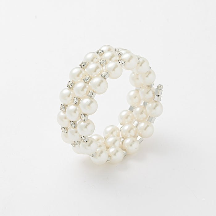 Wholesale Wedding pearl bracelet with light luxury and high-end feel, multi-layer adjustable elastic full diamond bracelet wholesale