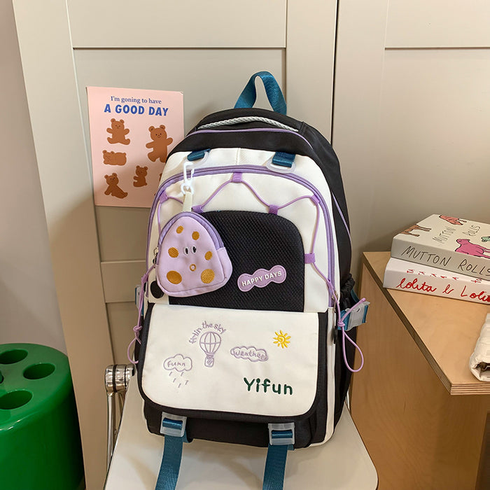 Wholesale Contrast color schoolbags, cute, lightweight, large-capacity, versatile backpacks for middle school and high school students