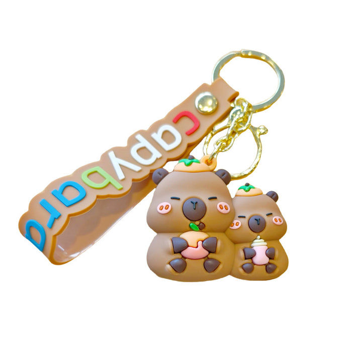 Wholesale Cartoon Keychain Cute Capybara Doll School Bag Pendant Car Keychain Doll Machine Small Gift