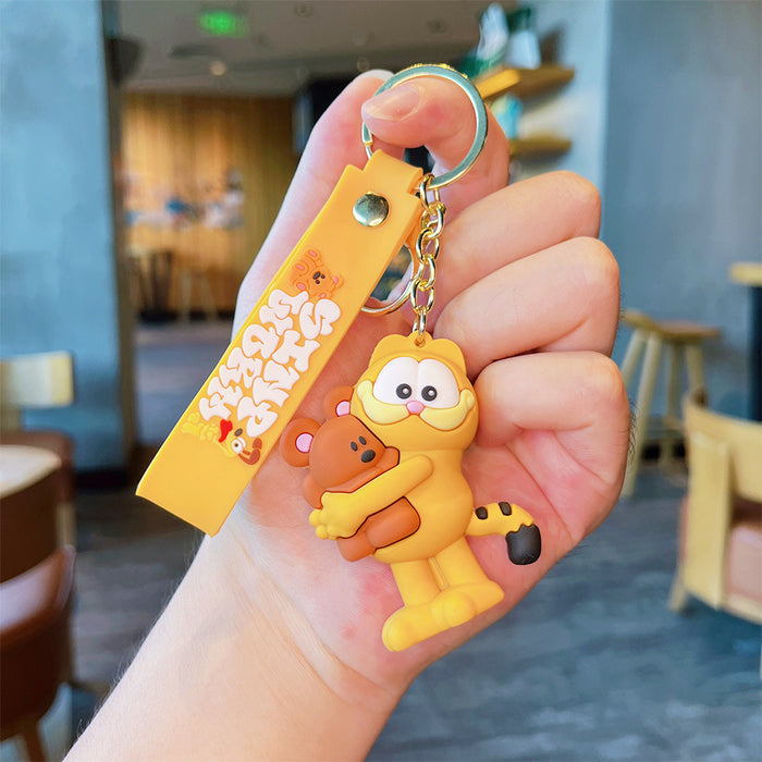 Wholesale Cartoon funny cat keychain small pendant doll car keychain student schoolbag pendant