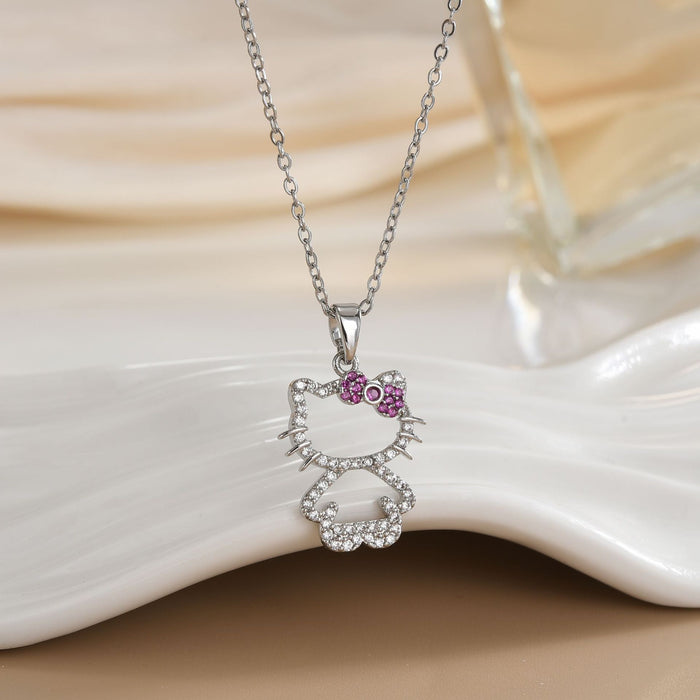 Wholesale Cat pendant micro-painted zircon copper gold-plated clavicle necklace