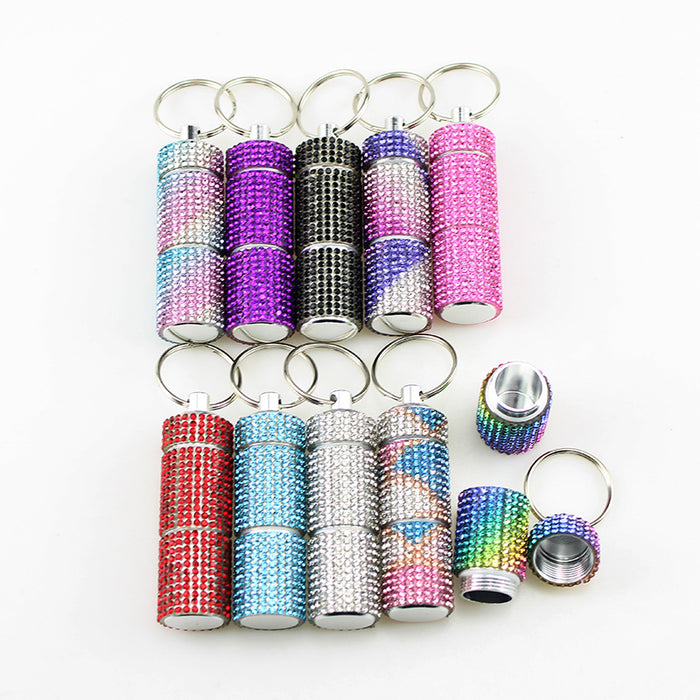 Wholesale Alloy Diamond Mini 2-section Pill Bottle Keychain JDC-KC-TouMS057